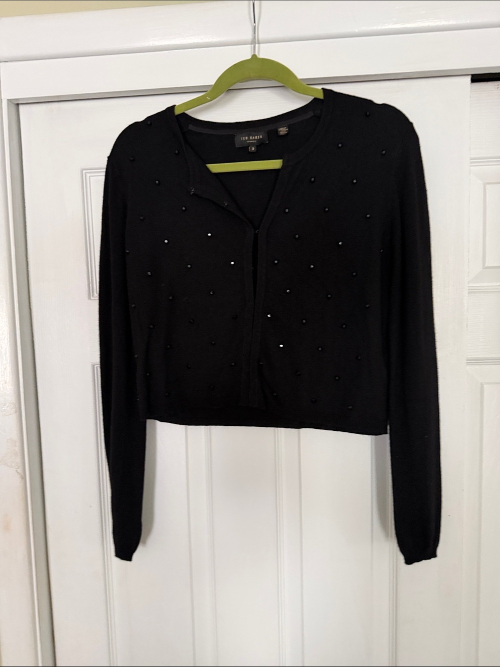 Ted Baker Black Beaded Cropped Cardigan
